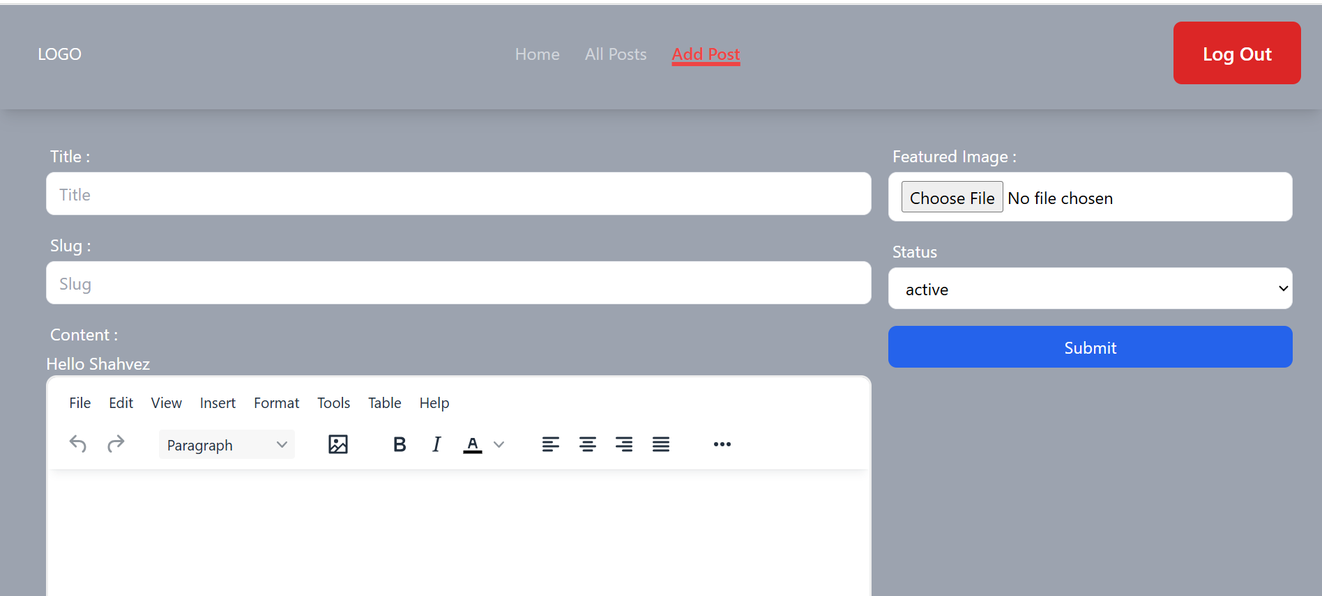 Blog Web App Screenshot